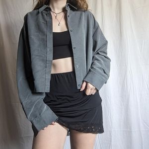Dark Grey Cropped Dress Shirt